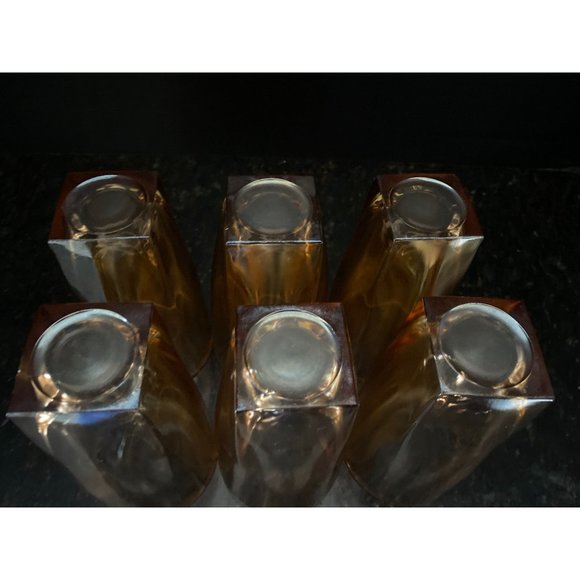 Peach Luster Marigold Carnival Glass Tumblers with Square Bottom, 5" Tall (Qty. - Picture 6 of 7